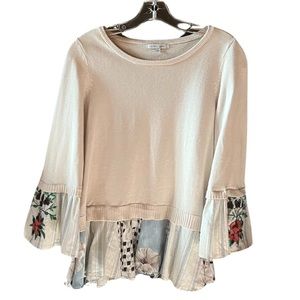 John Mark Embroidered Sweater Blouse S